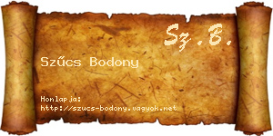 Szűcs Bodony névjegykártya